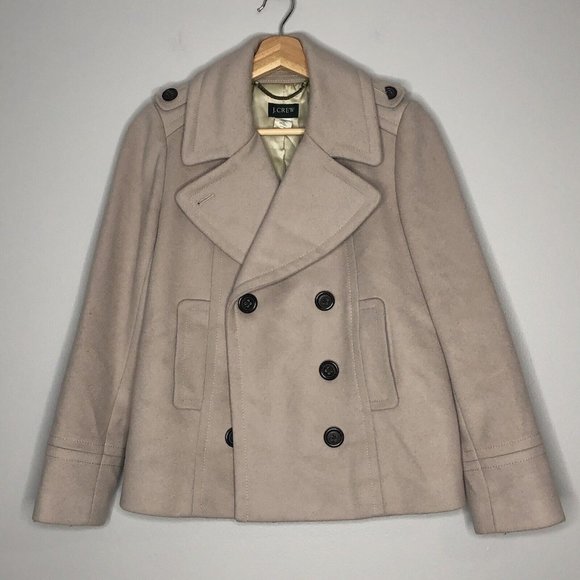 J. Crew Women Winter Wool Coat Peacoat Double-breasted P4 Thinsulate Insulation - Picture 1 of 12